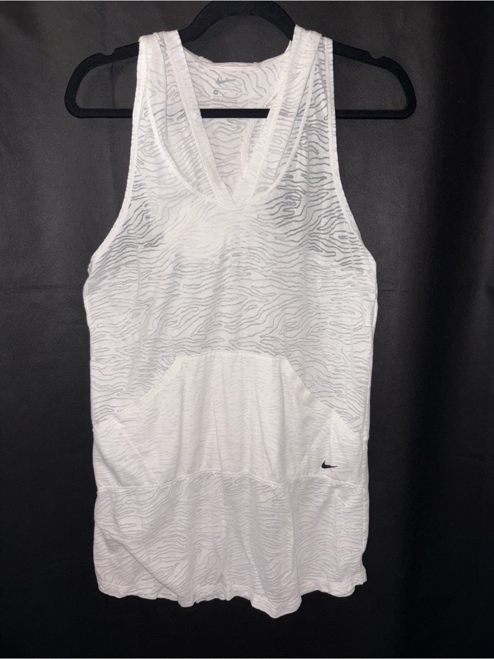 Nike Swim Hooded Burnout Tank Top Cover-Up M White Lightweight EUC Beachy Sporty